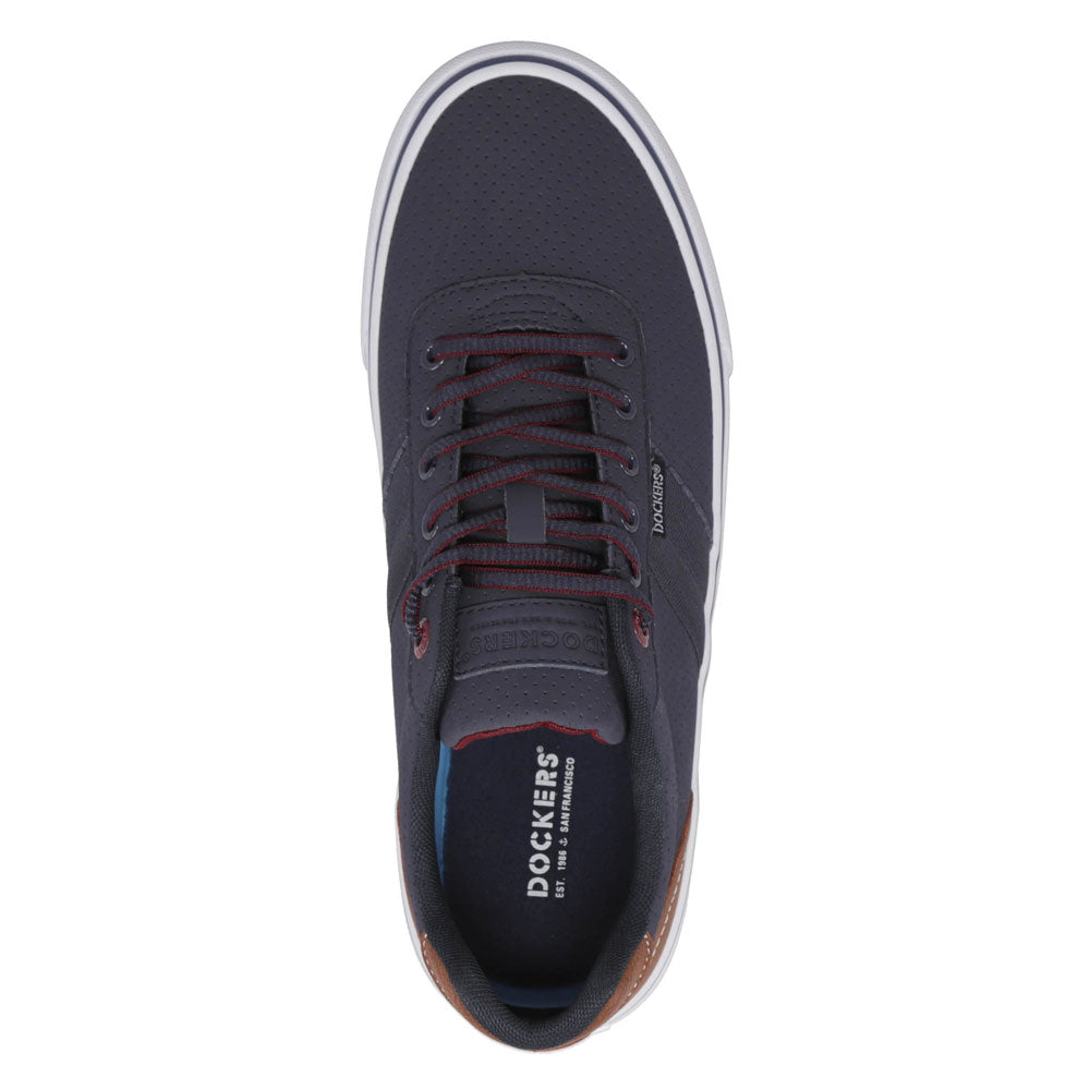 Navy/ Burgundy-Dockers Mens Hobbs Synthetic Leather Casual Lace-up Sneaker