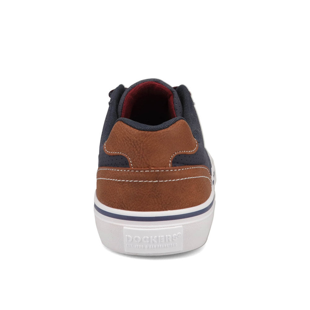Navy/Burgundy-Dockers Mens Hobbs Synthetic Leather Casual Lace-up Sneaker