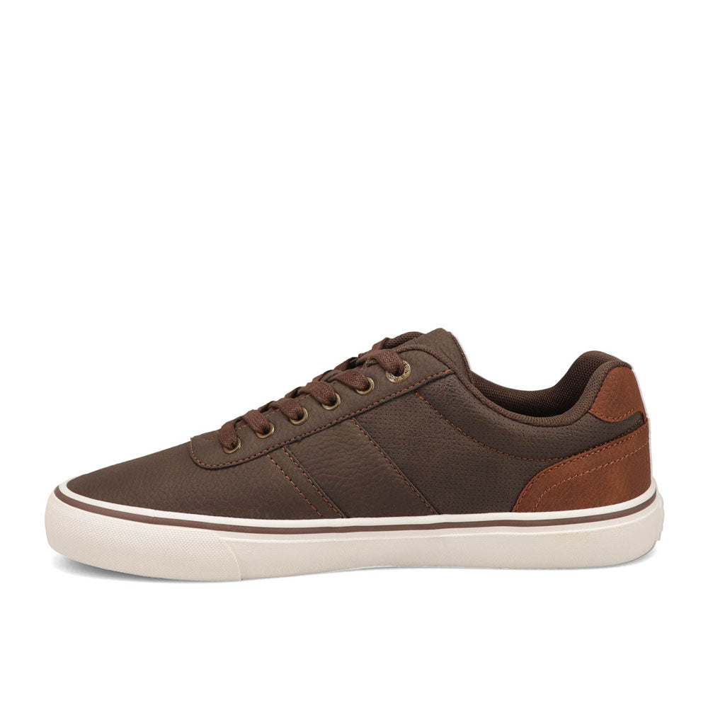 Brown/Tan-Dockers Mens Hobbs Wax Synthetic Leather Casual Lace-up Sneaker