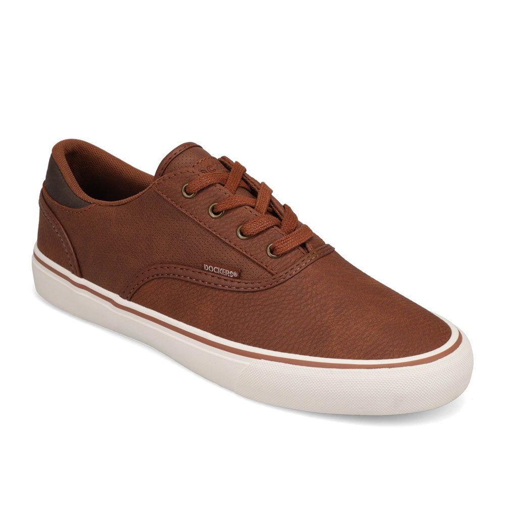 Tan/ Brown-Dockers Mens Estes Wax Synthetic Leather Lace-up Casual Skate Shoe