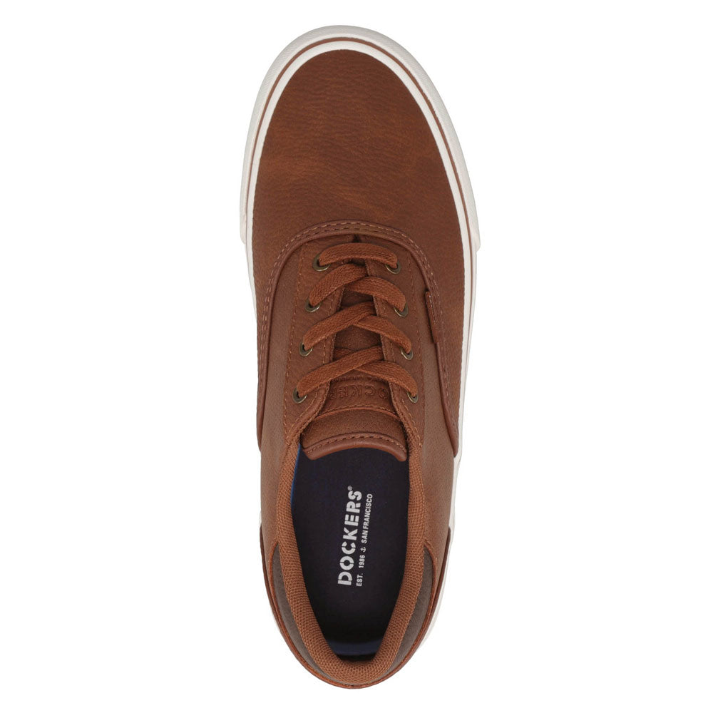 Tan/ Brown-Dockers Mens Estes Wax Synthetic Leather Lace-up Casual Skate Shoe