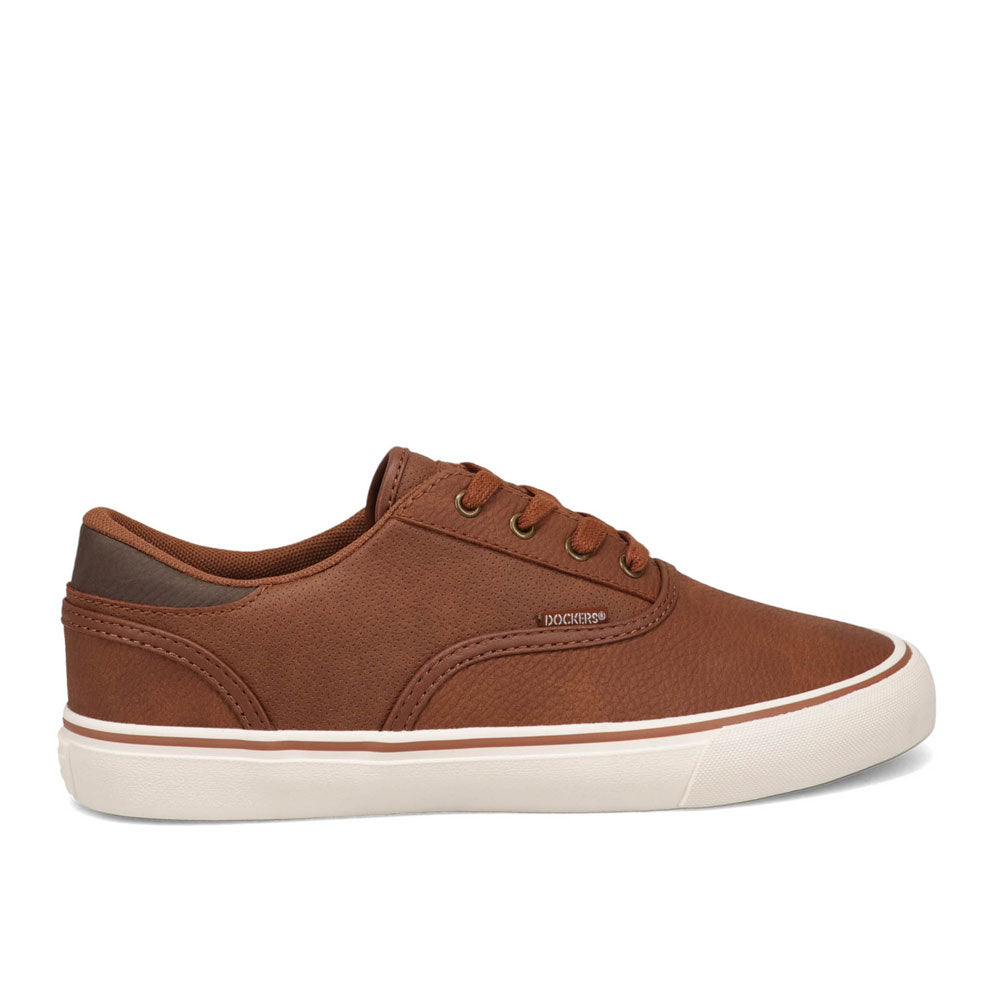 Tan/ Brown-Dockers Mens Estes Wax Synthetic Leather Lace-up Casual Skate Shoe