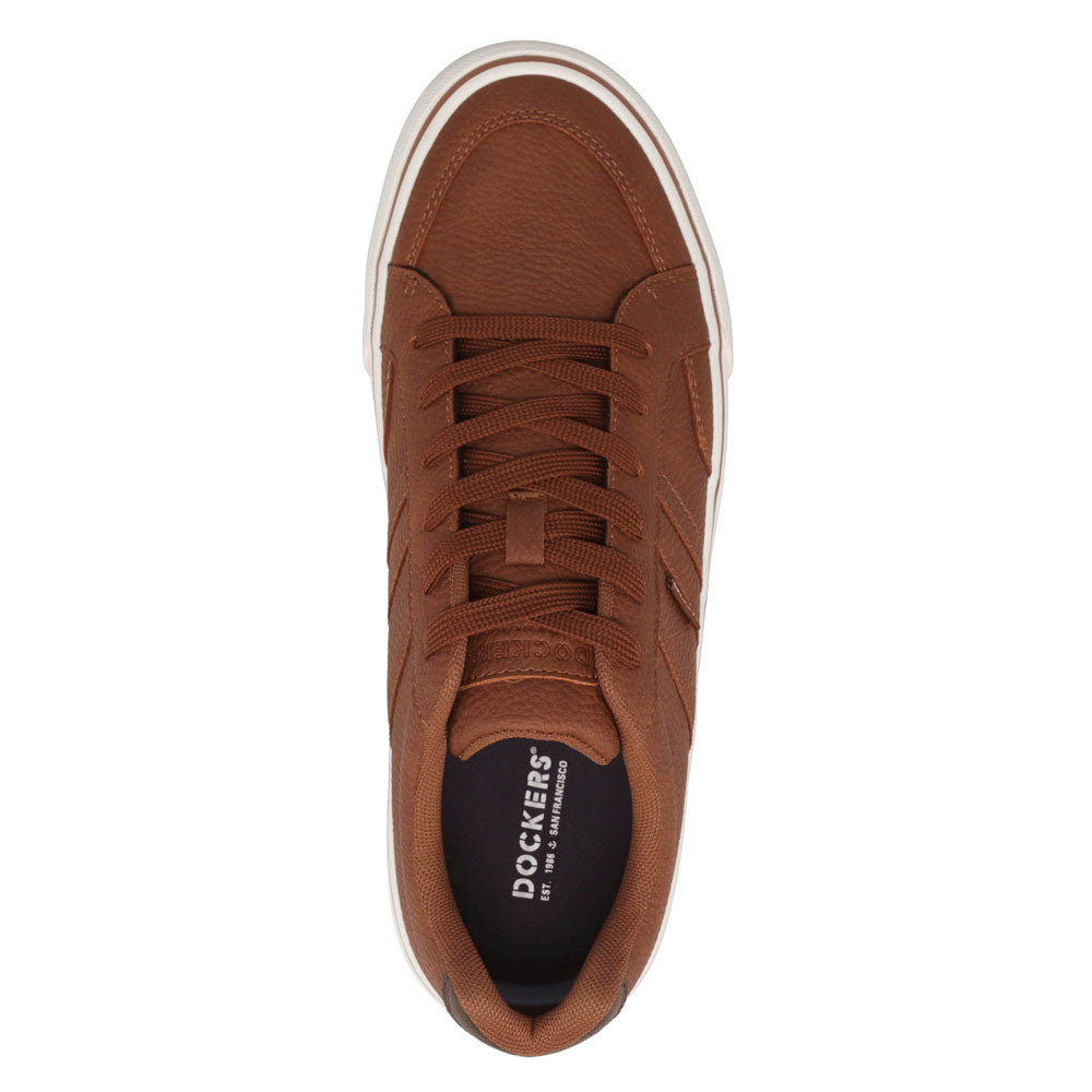 Tan/ Brown-Dockers Mens Curtis Wax Durable Tumbled Canvas Lace-up Casual Skate Sneaker