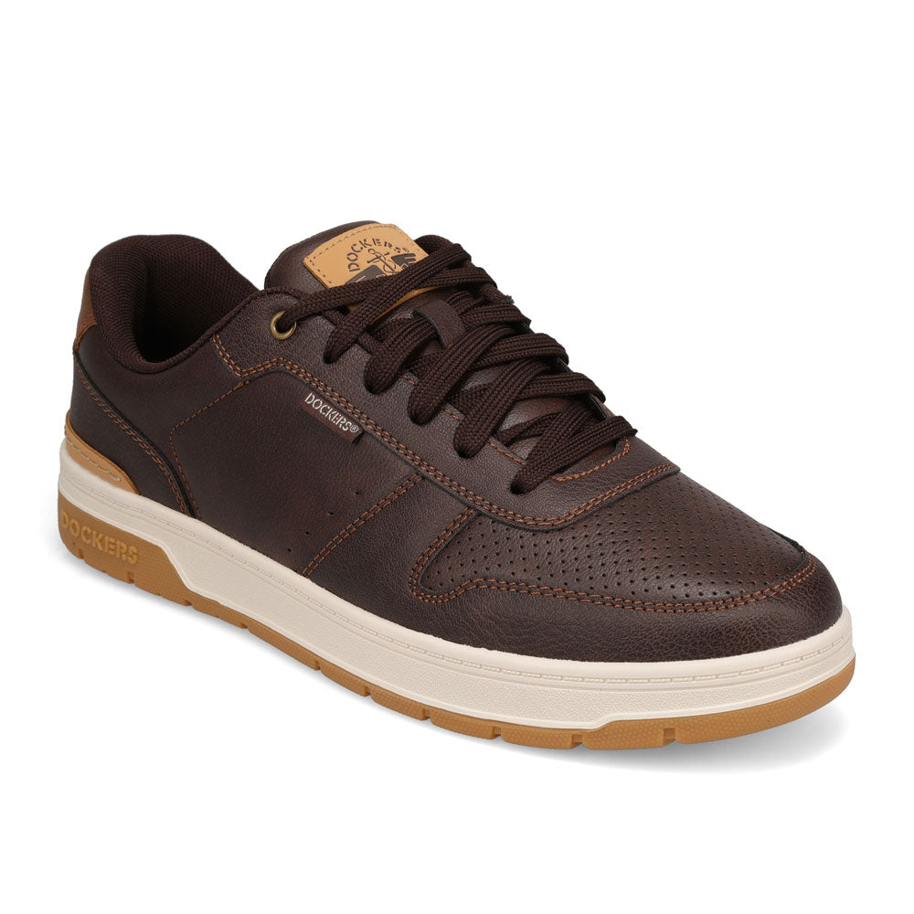 Brown/British Tan-Dockers Mens Energy Lo Casual Lace Up Sneaker Shoe