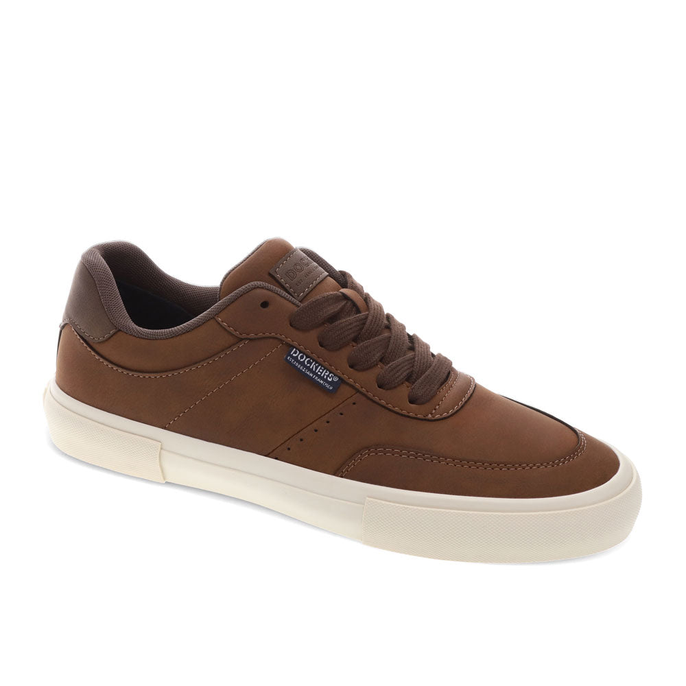 British Tan/Brown-Dockers Mens Marco Synthetic Leather Casual Lace Up Sneaker Shoe