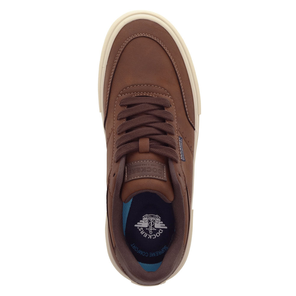 British Tan/Brown-Dockers Mens Marco Synthetic Leather Casual Lace Up Sneaker Shoe