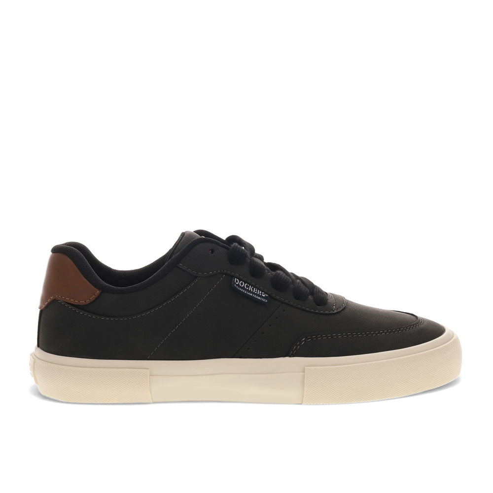 Black-Dockers Mens Marco Synthetic Leather Casual Lace Up Sneaker Shoe