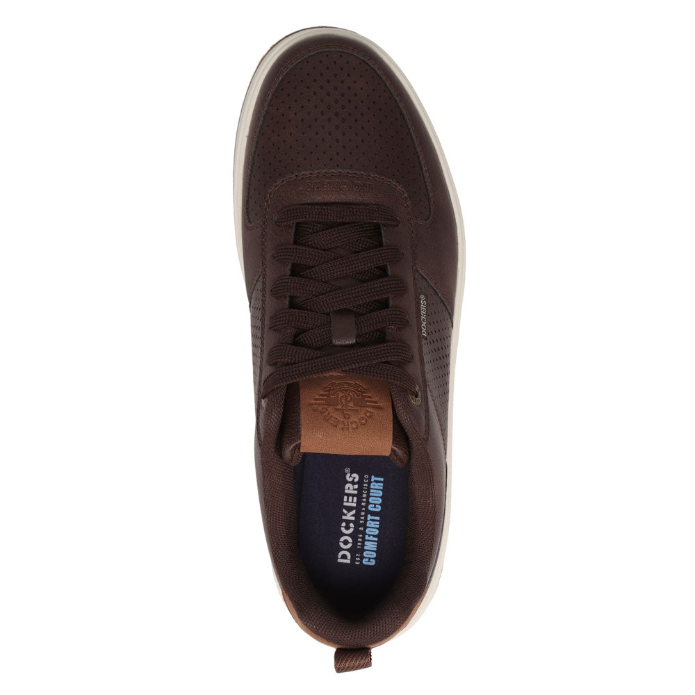 Brown/Butter-Dockers Mens Overtime Laser Casual Lace Up Sneaker