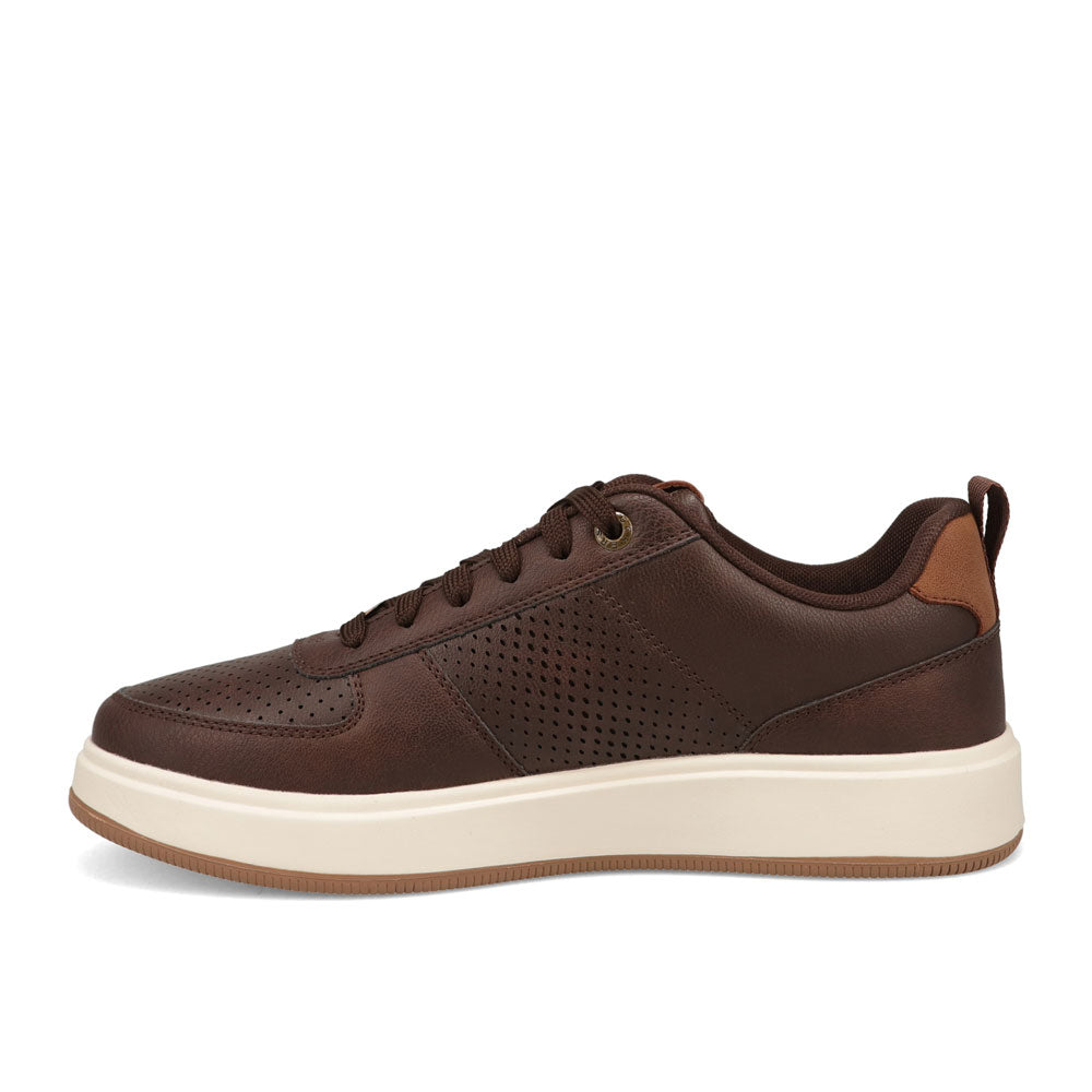 Brown/Butter-Dockers Mens Overtime Laser Casual Lace Up Sneaker