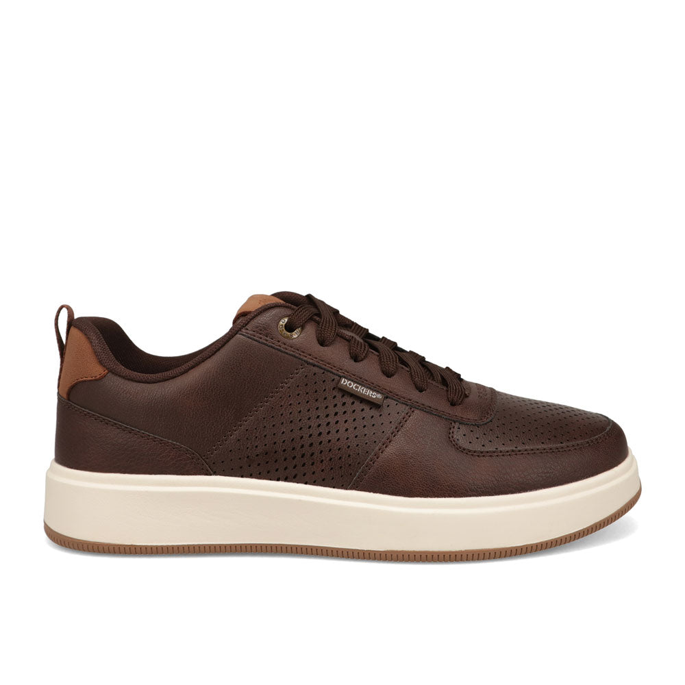 Brown/Butter-Dockers Mens Overtime Laser Casual Lace Up Sneaker