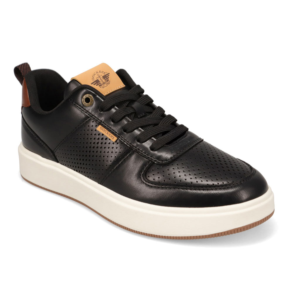 Black/British Tan-Dockers Mens Overtime Laser Casual Lace Up Sneaker