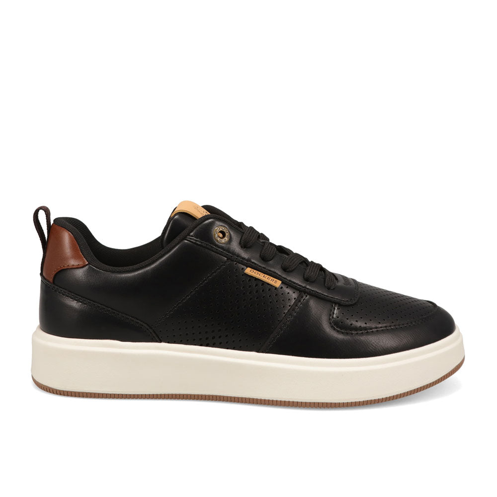 Black/British Tan-Dockers Mens Overtime Laser Casual Lace Up Sneaker