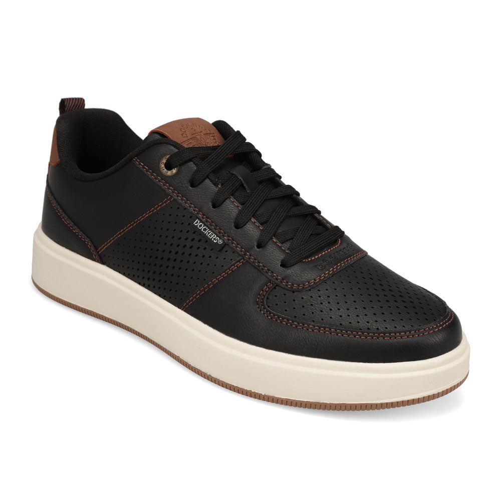 Black/British Tan-Dockers Mens Overtime Laser Casual Lace Up Sneaker