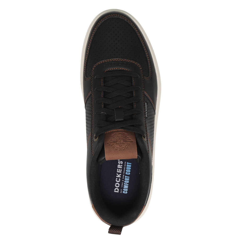 Black/British Tan-Dockers Mens Overtime Laser Casual Lace Up Sneaker