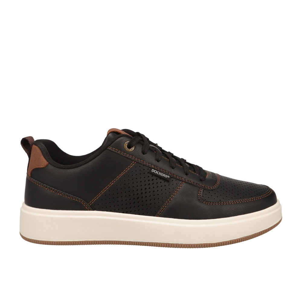 Black/British Tan-Dockers Mens Overtime Laser Casual Lace Up Sneaker