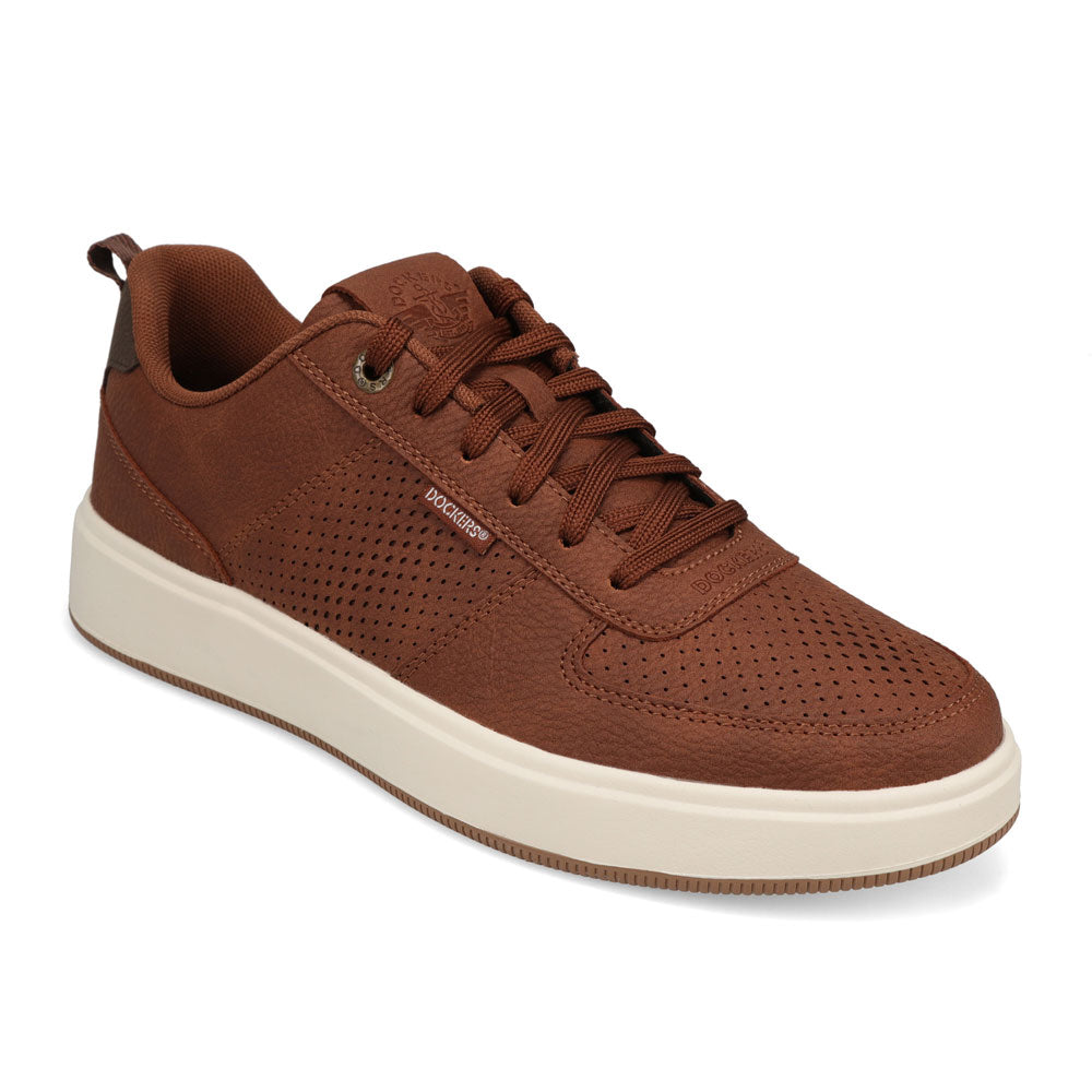 British Tan/Brown-Dockers Mens Overtime Laser Casual Lace Up Sneaker