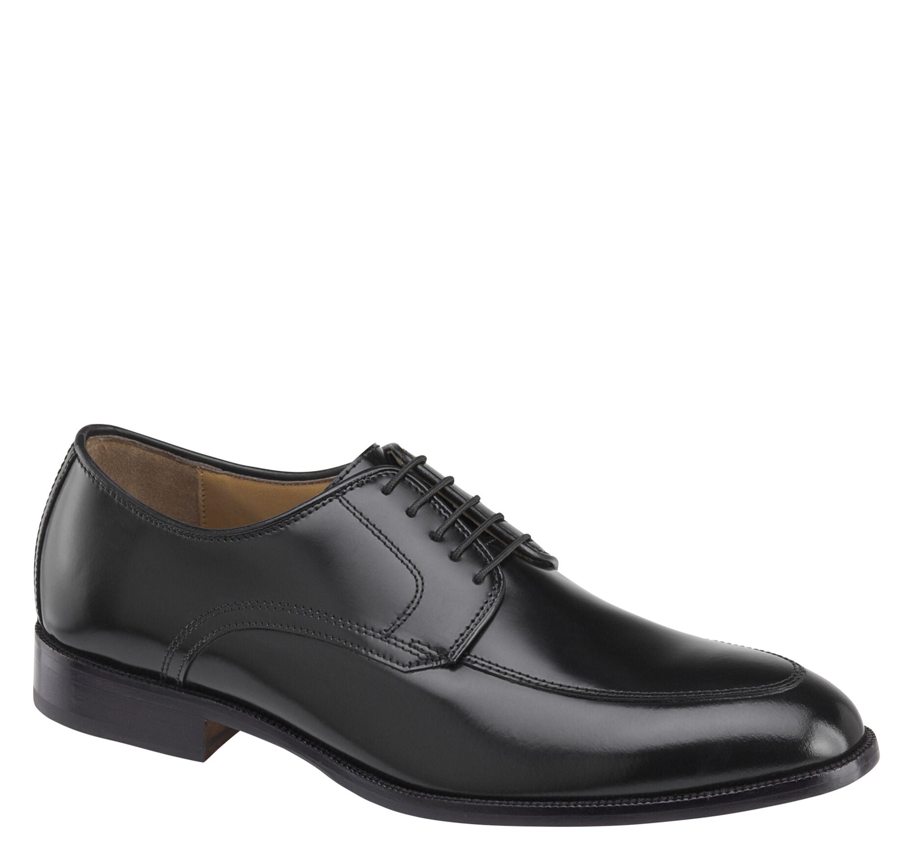 Black Brush-Off Leather-Johnston & Murphy Men's Bradford Moc Toe Dress Shoe