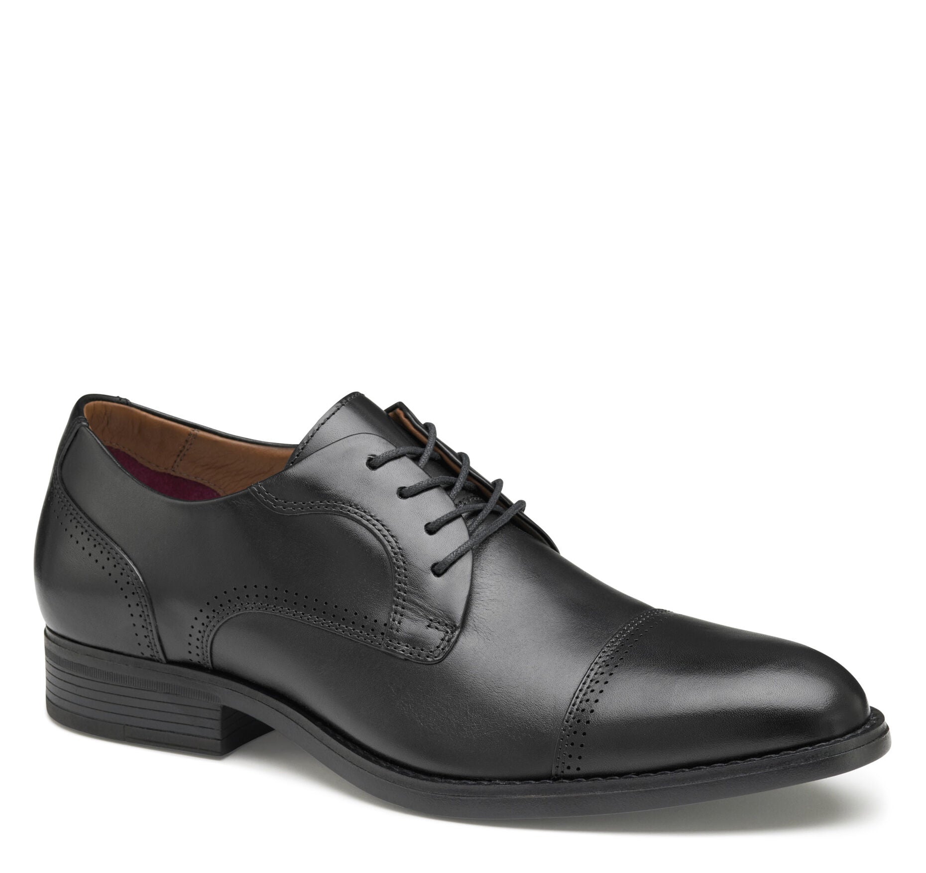 Black Full Grain-Johnston & Murphy Men's Hawthorn Cap Toe Lace-Up Dress Shoe