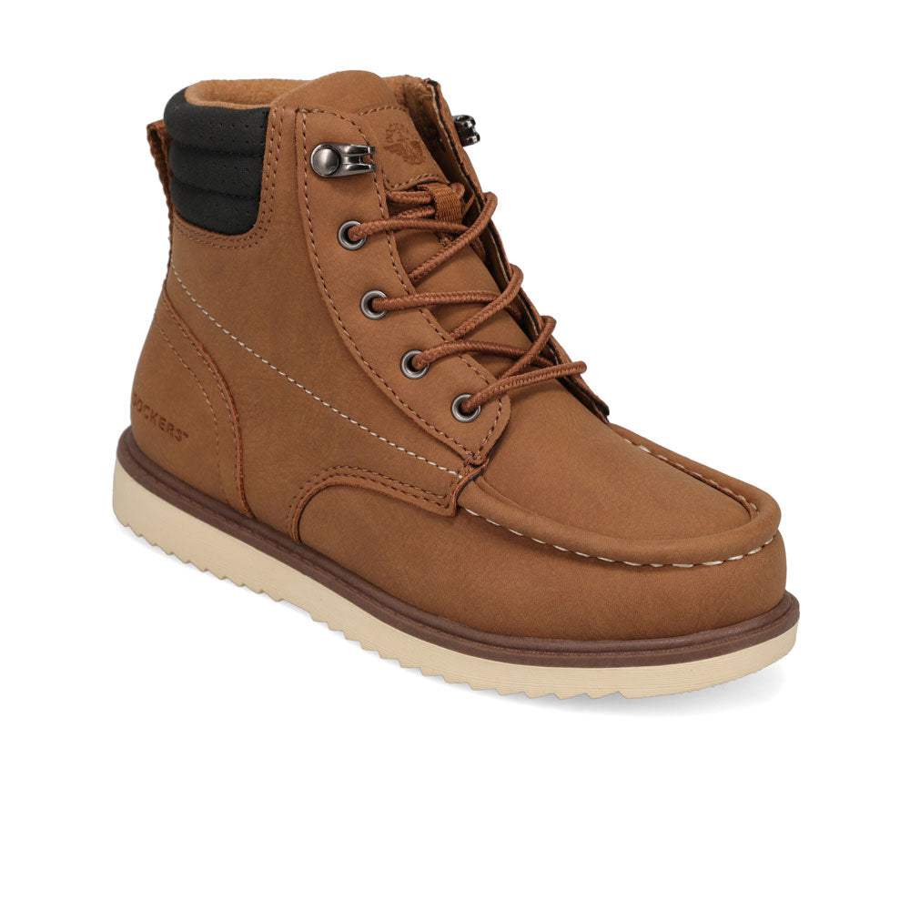 British Tan-Dockers Big Kids Davey Rugged Casual Tumbled Moc Toe Boot