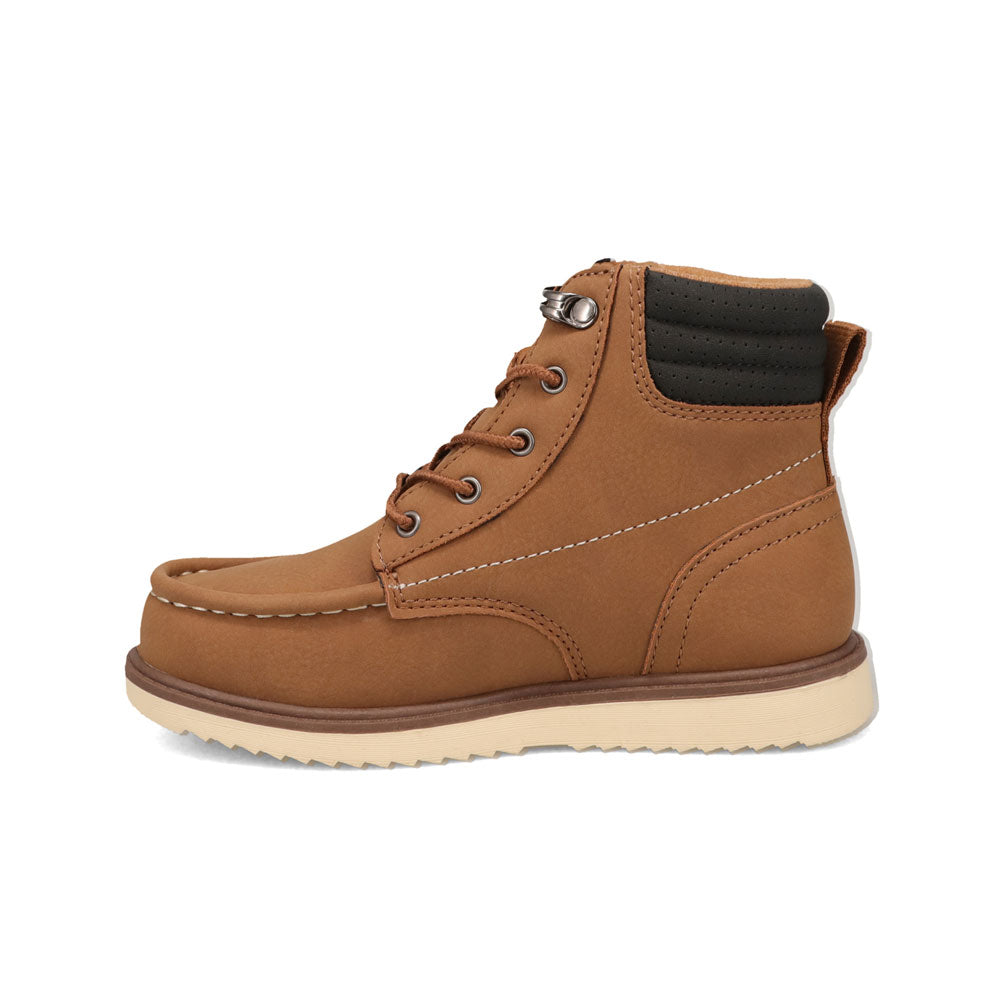 British Tan-Dockers Big Kids Davey Rugged Casual Tumbled Moc Toe Boot