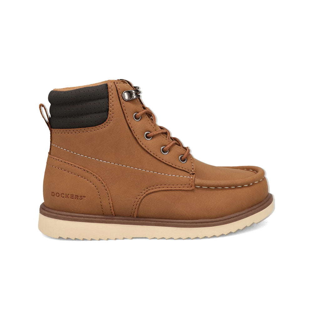 British Tan-Dockers Big Kids Davey Rugged Casual Tumbled Moc Toe Boot