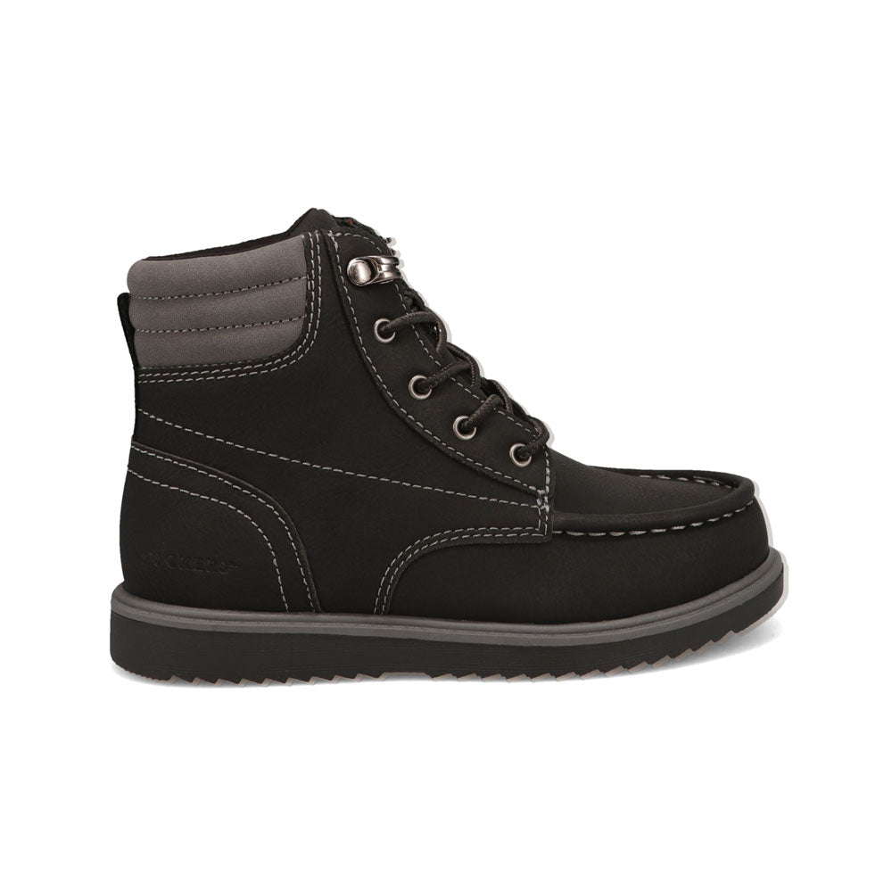 Black-Dockers Big Kids Davey Rugged Casual Tumbled Moc Toe Boot