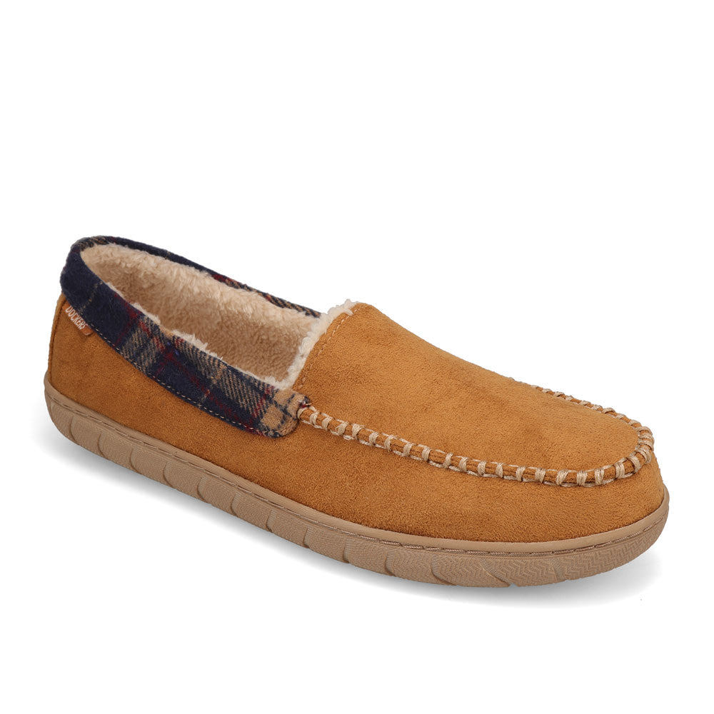 Tan-Dockers Mens Willem Plaid Collar House Shoe Slippers