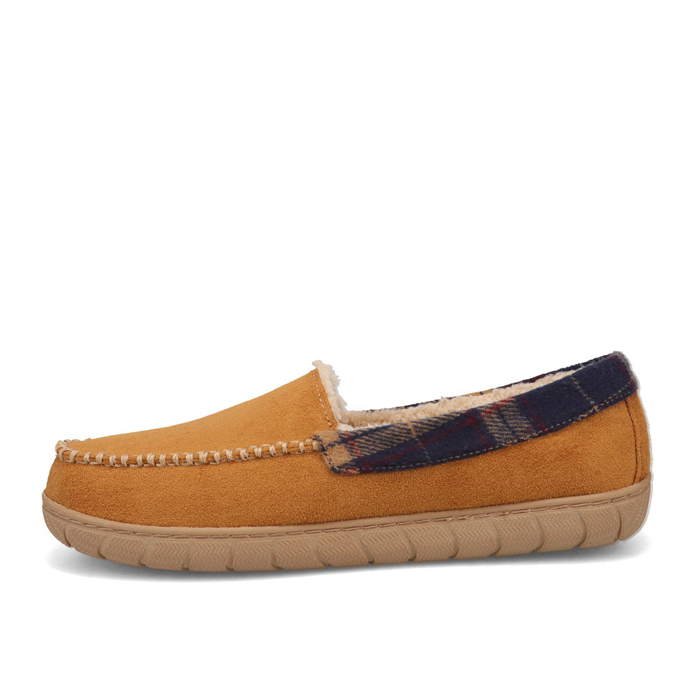 Tan-Dockers Mens Willem Plaid Collar House Shoe Slippers