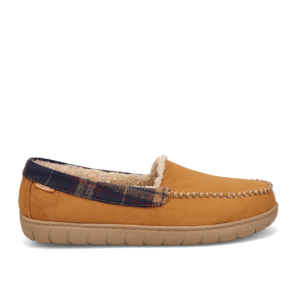 Tan-Dockers Mens Willem Plaid Collar House Shoe Slippers