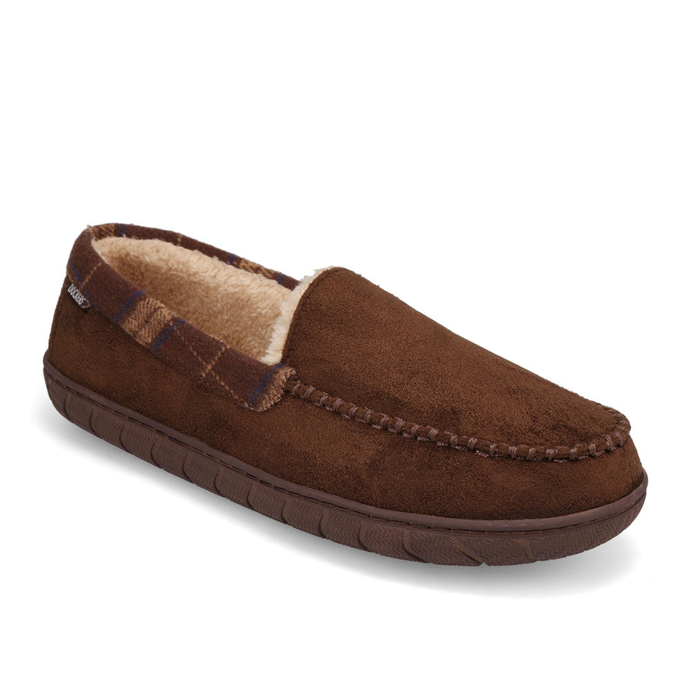 Brown-Dockers Mens Willem Plaid Collar House Shoe Slippers