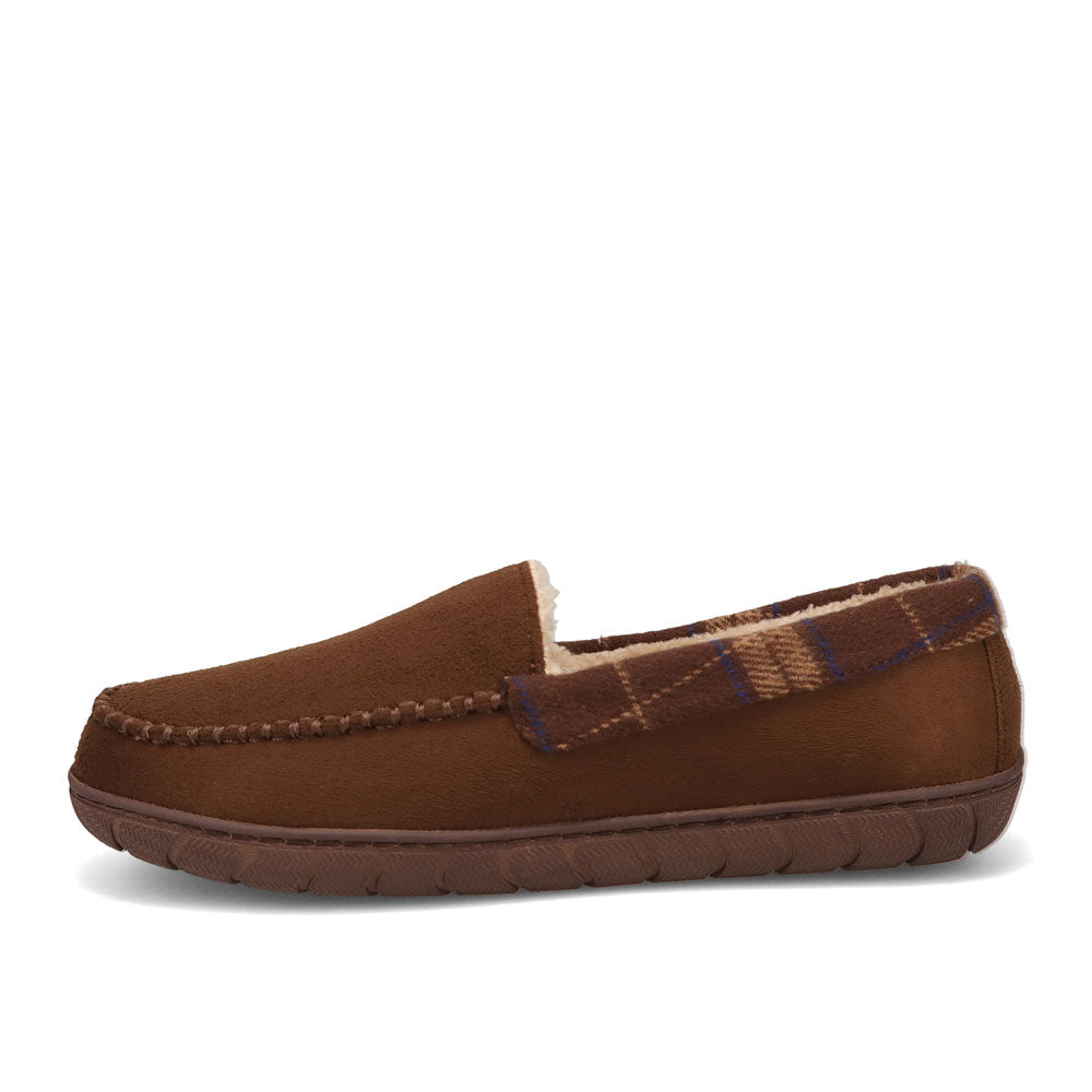Brown-Dockers Mens Willem Plaid Collar House Shoe Slippers