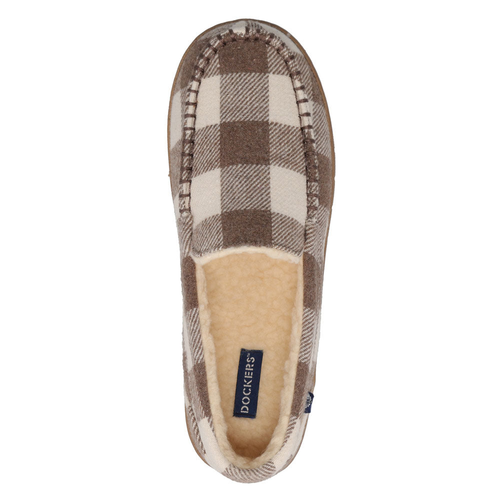 Brown/Tan-Dockers Mens Hyde Plaid Loafer House Shoe Slipper