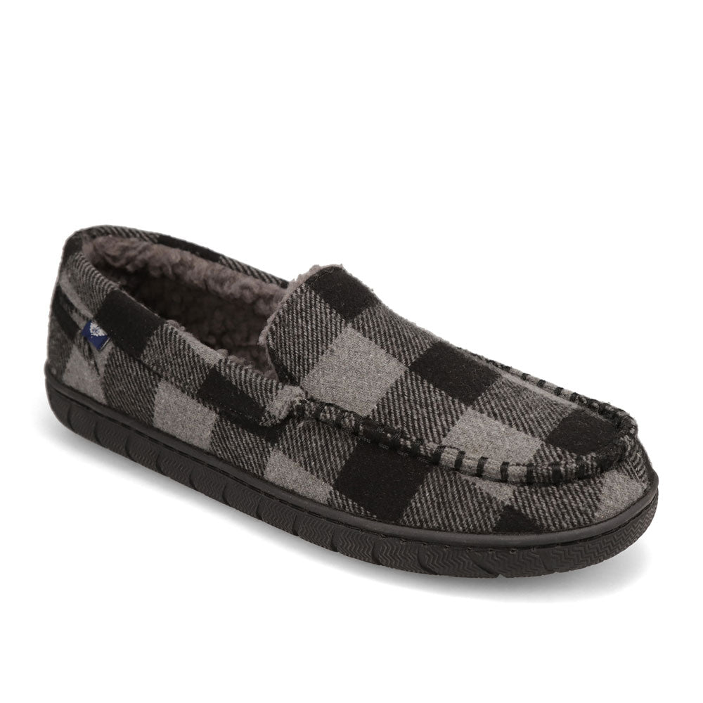 Black/Grey-Dockers Mens Hyde Plaid Loafer House Shoe Slipper