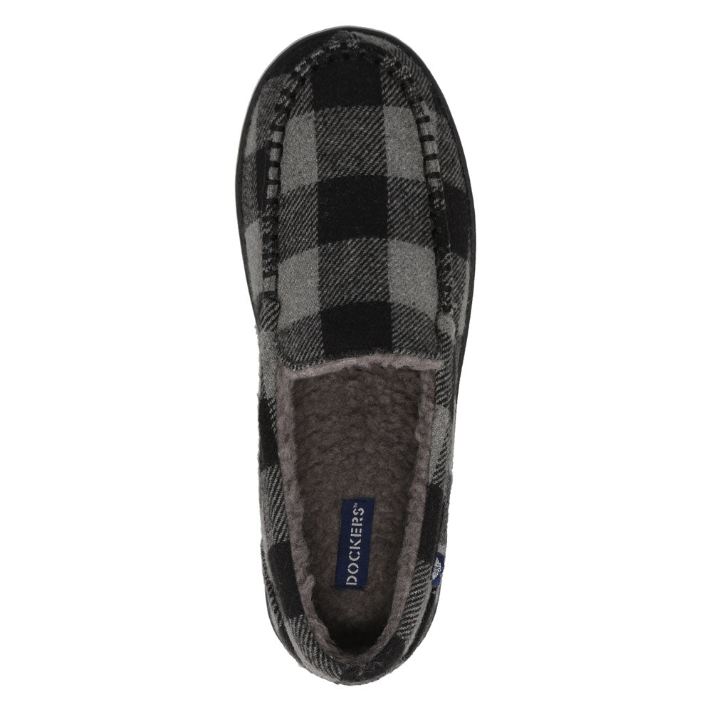 Black/Grey-Dockers Mens Hyde Plaid Loafer House Shoe Slipper