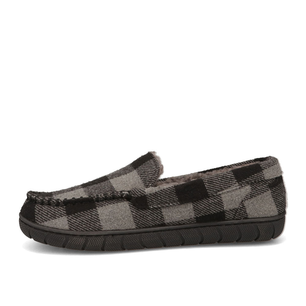 Black/Grey-Dockers Mens Hyde Plaid Loafer House Shoe Slipper