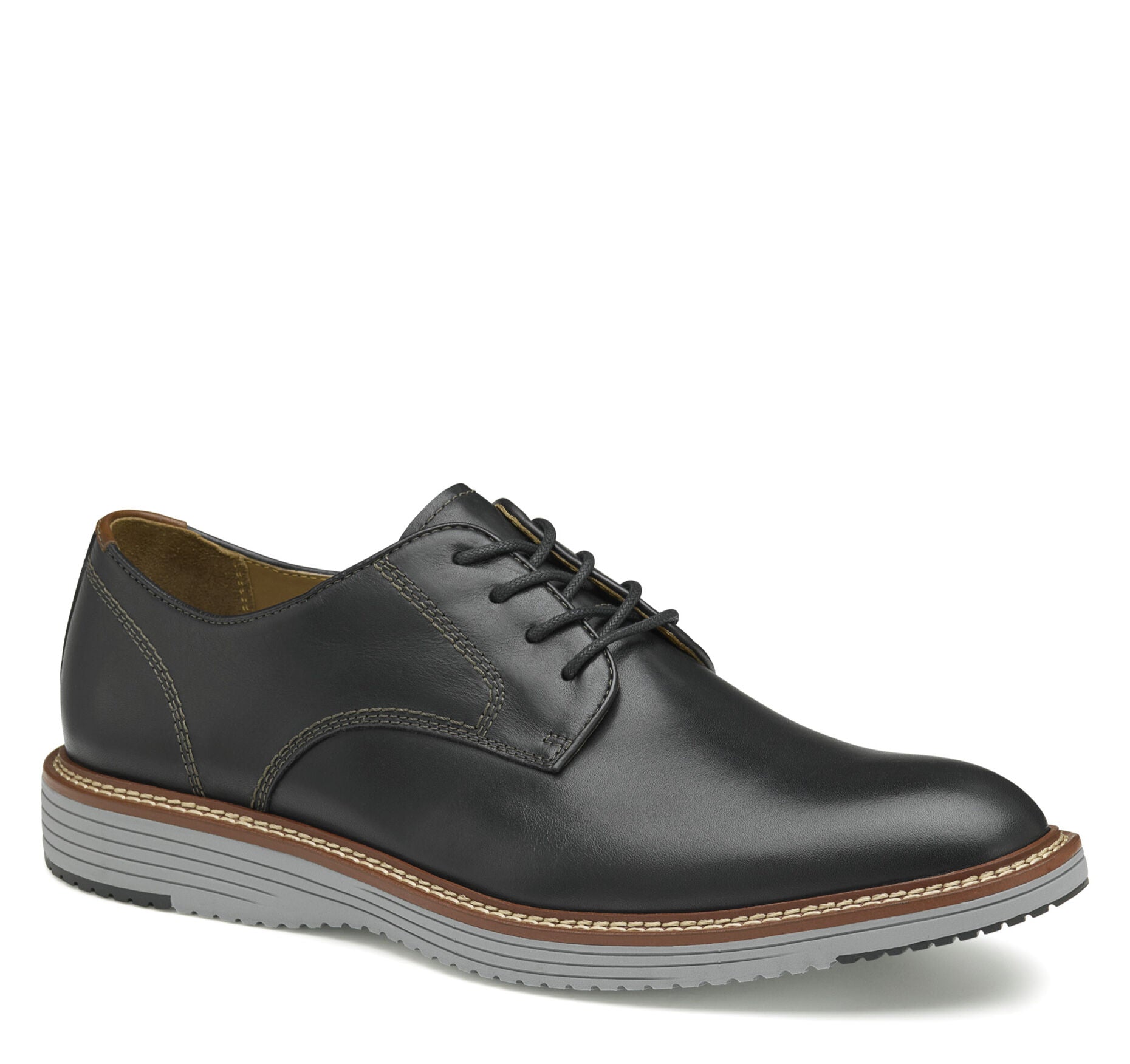 Black Full Grain-Johnston & Murphy Men's Upton Plain Toe Lace Up Dress Shoe