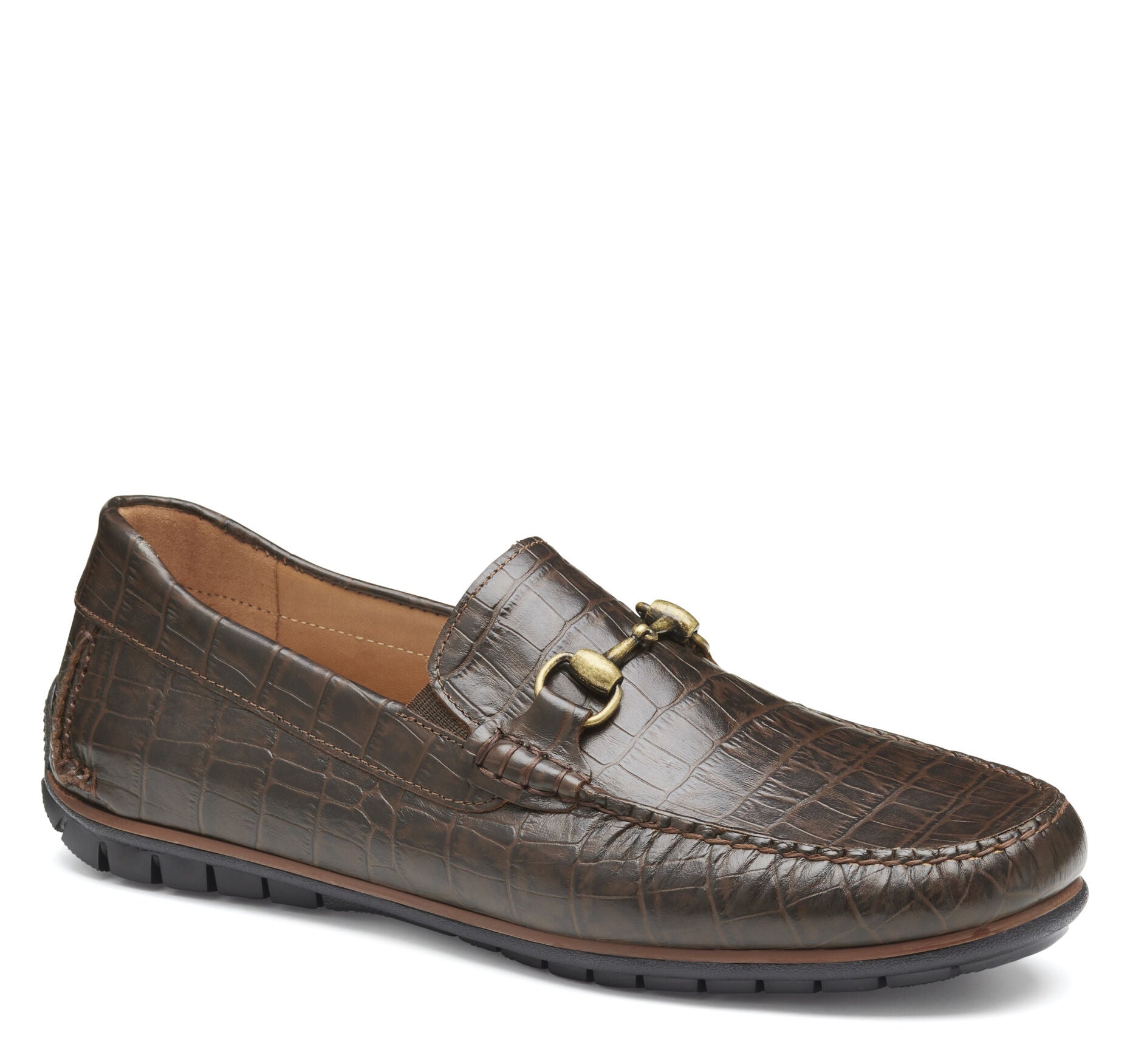 Dark Brown Croc Print Full Grain-Johnston & Murphy Men's Cort 2.0 Bit Loafer Slip On Dress Casual Shoe