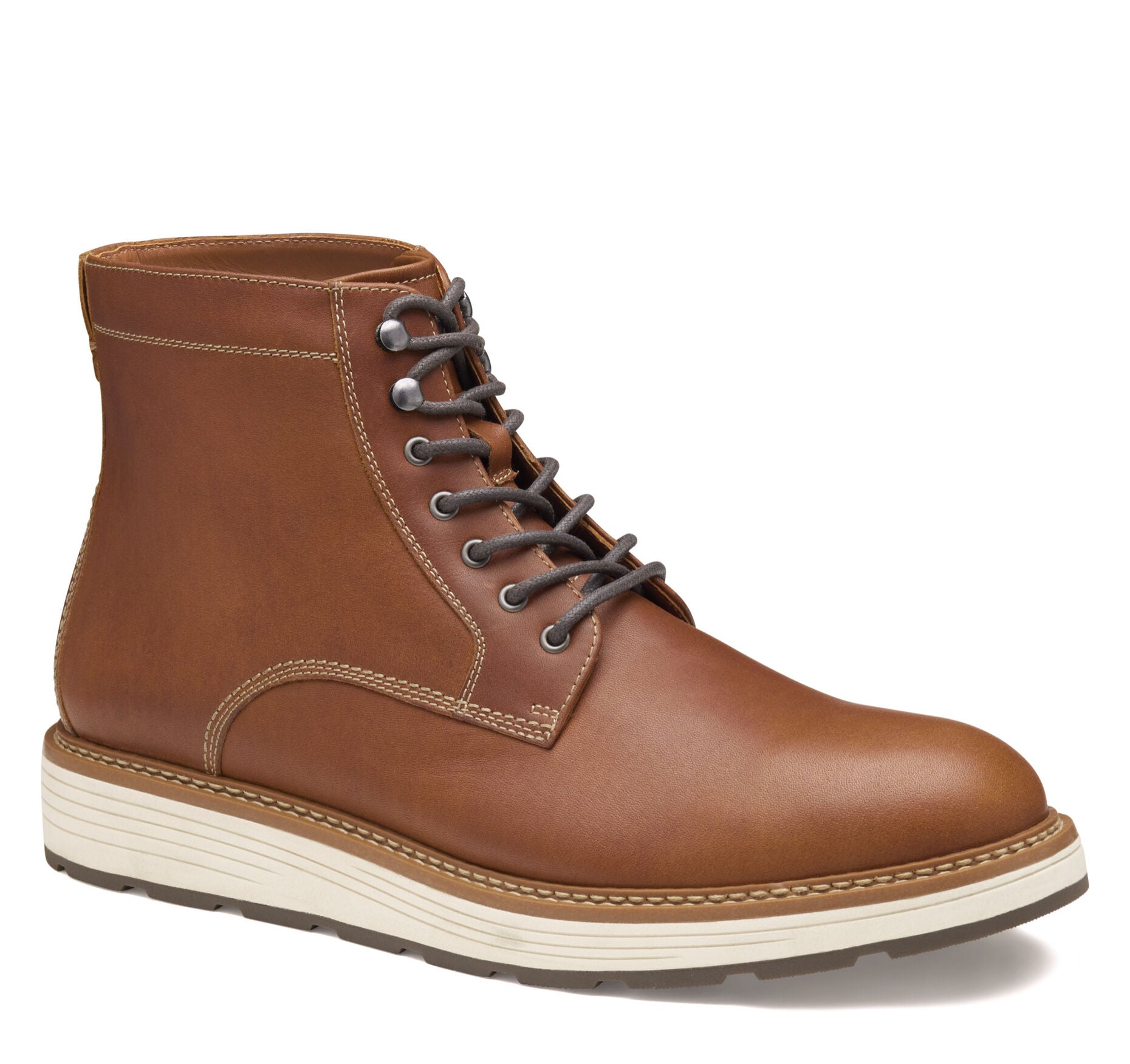 Tan Oiled Full Grain-Johnston & Murphy Upton Lug Plain Toe Boot