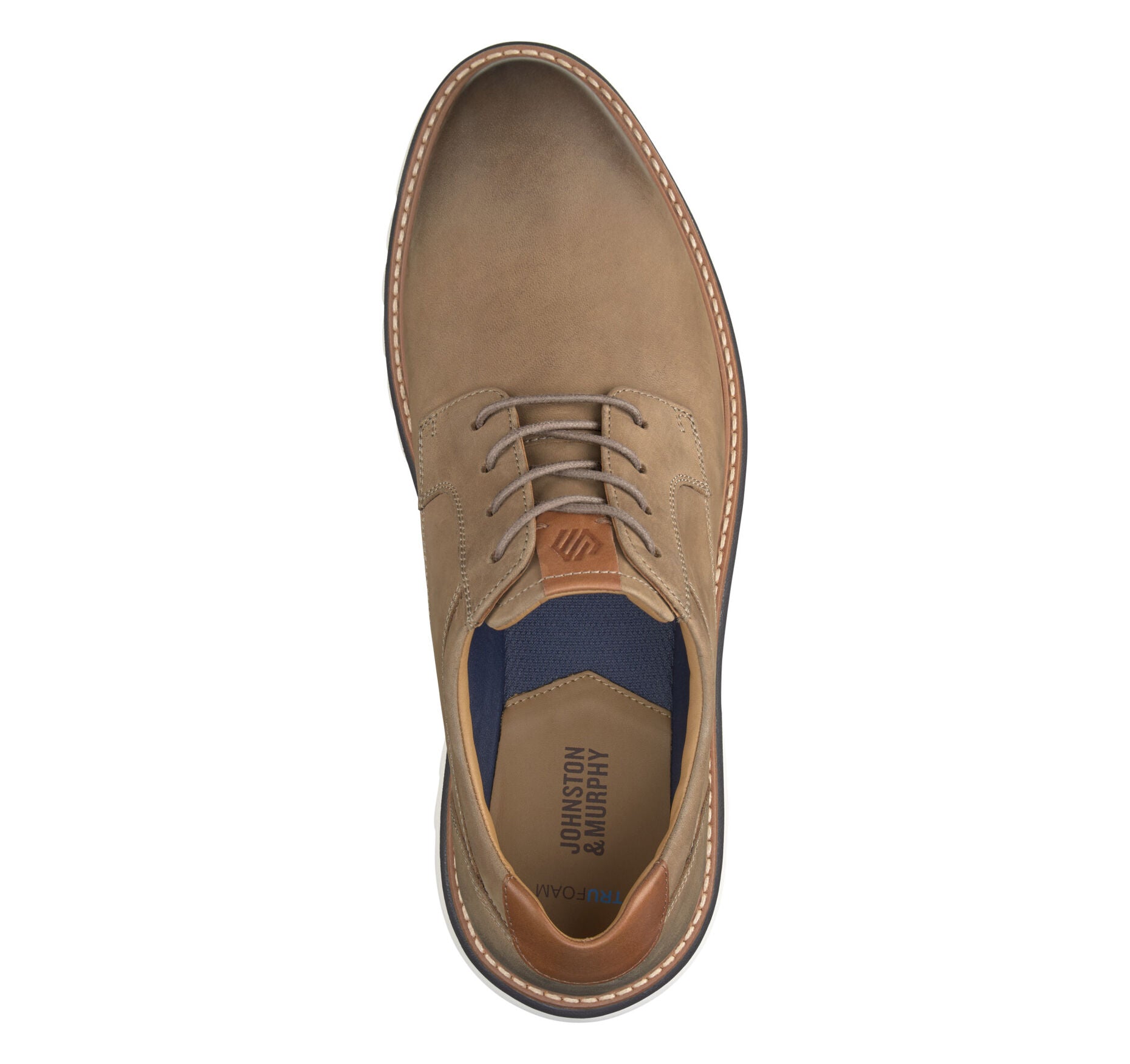 Dark Taupe Oiled Nubuck-Johnston & Murphy Men's Braydon Plain Toe Dress Casual Shoe