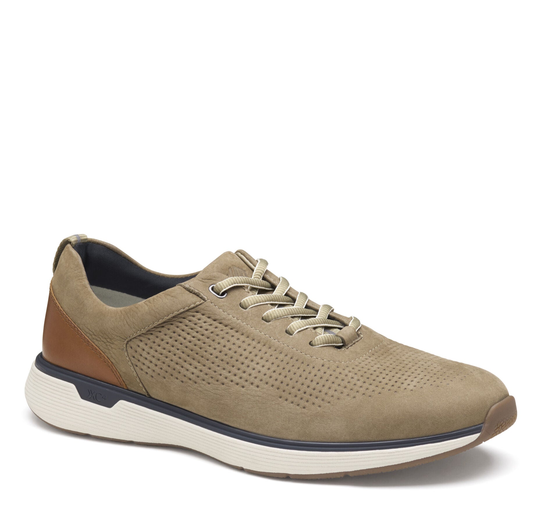Taupe Tumbled Nubuck-Johnston & Murphy Men's XC4 Prentiss 2 Embossed U-Throat Sneaker