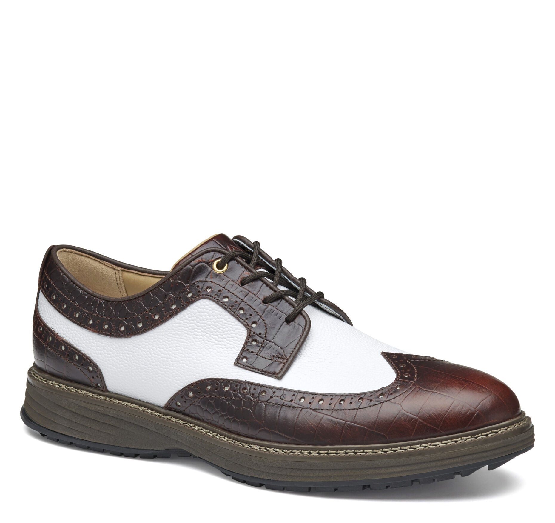 Dark Brown Waterproof Full Grain/White Scotch Grain-Johnston & Murphy Mens  Upton GL3 Luxe Hybrid Shoe