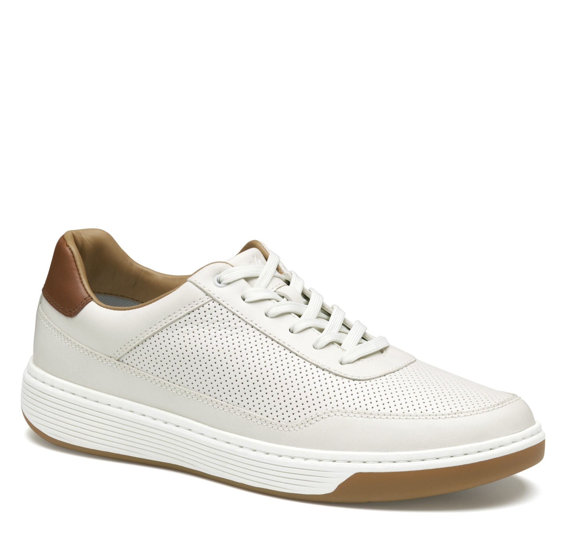 White Full Grain-Johnston & Murphy Men's Dawson Perfed U-Throat Sneaker Dress Casual Shoe
