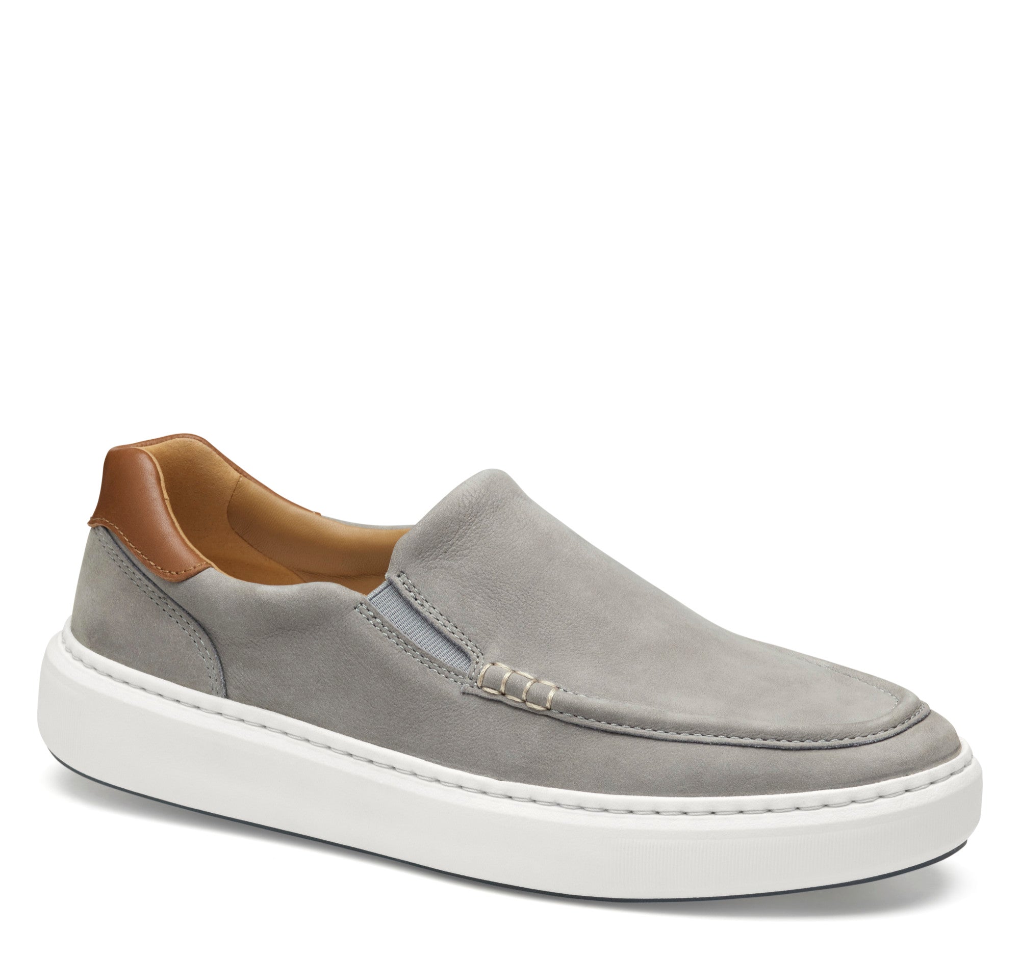 Gray Nubuck-Johnston & Murphy Anders Moc Toe Casual Slip On