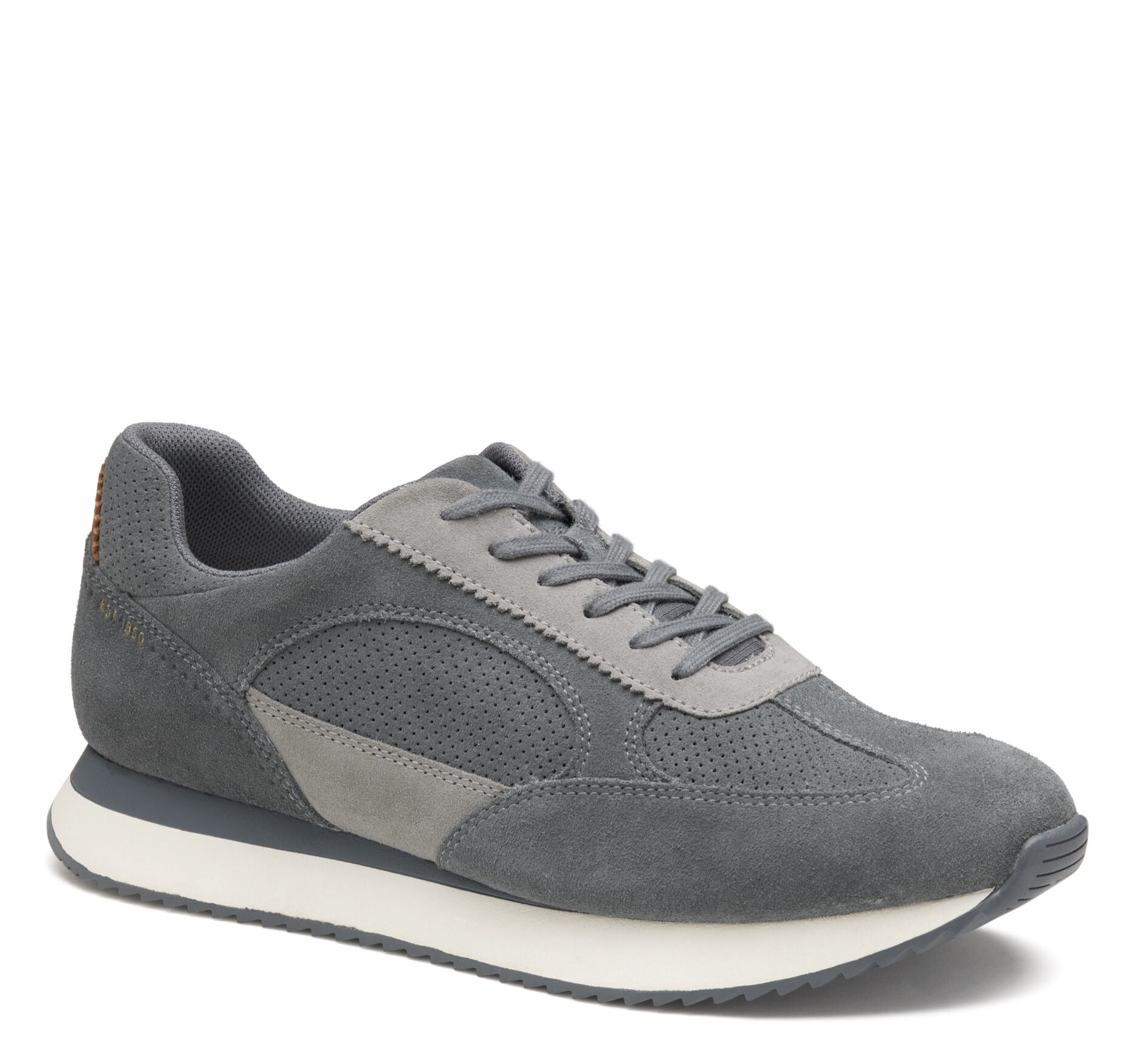 Gray Suede-Johnston & Murphy Men's Chase Perfed T-Toe Sneaker