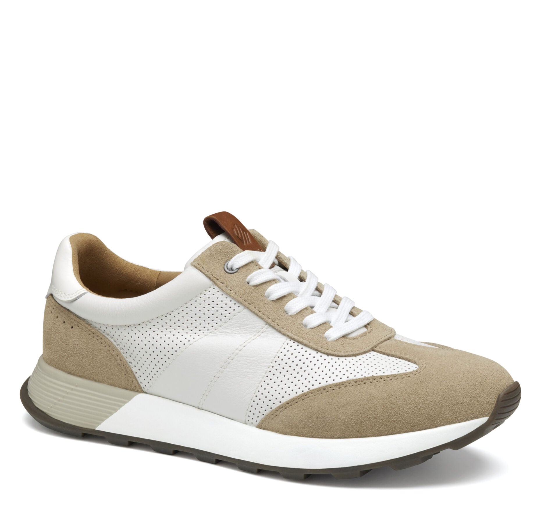 Sand Suede/White Full Grain-Johnston & Murphy Men's Kinnon T-Toe Sneaker Casual Shoe