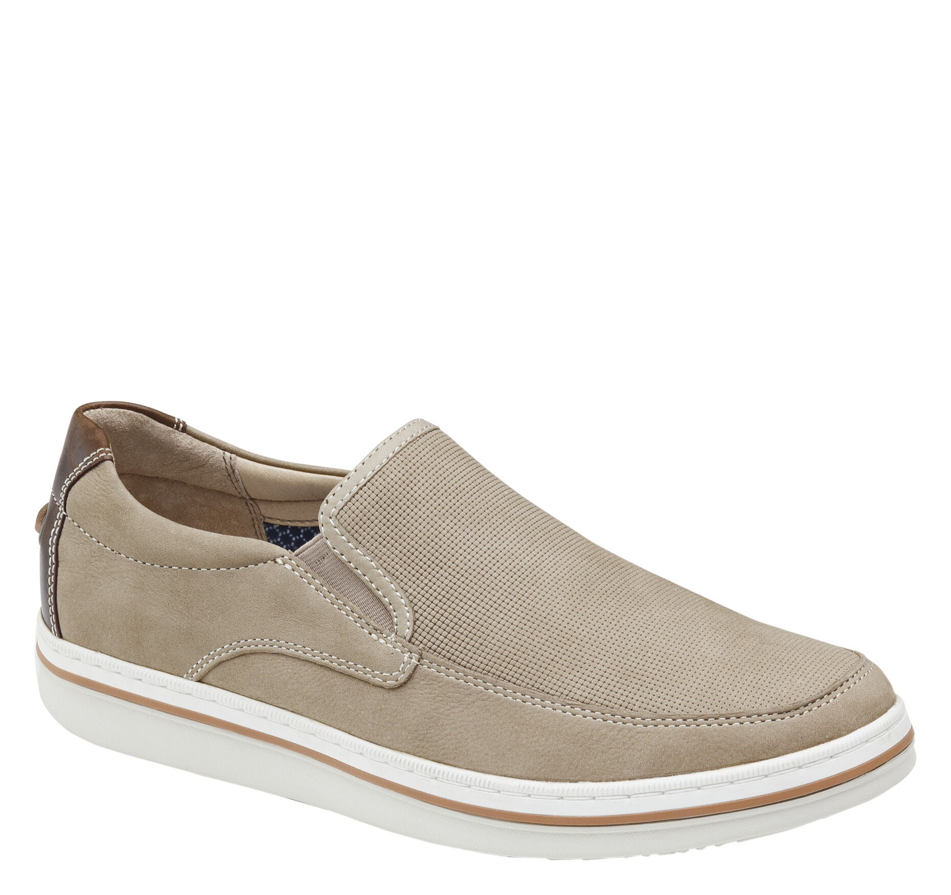 Tan Embossed Tumbled Nubuck-Johnston & Murphy Mens  Bowling Moc Venetian Shoe