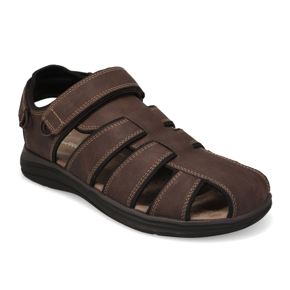 Dark Tan-JARMAN Mens Baskin Casual Open Toe Slide Sandal