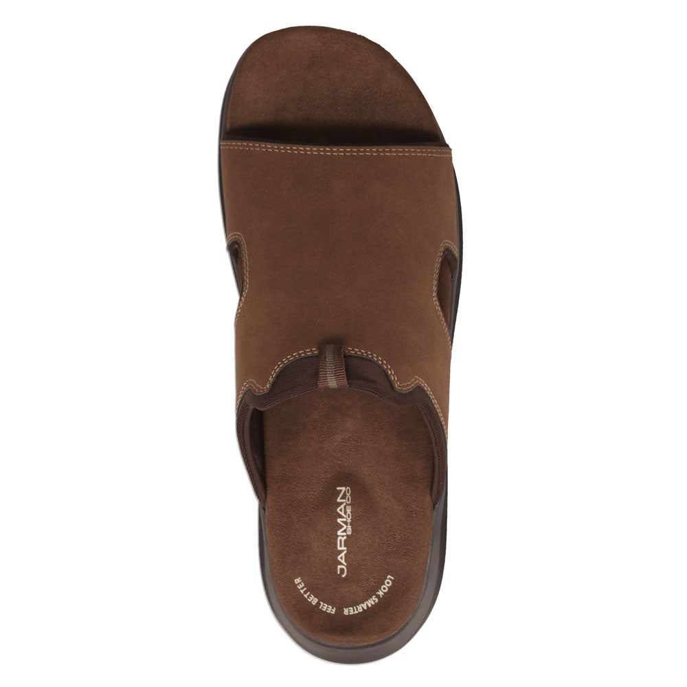 Dark Tan-JARMAN Mens Baskin Casual Open Toe Slide Sandal