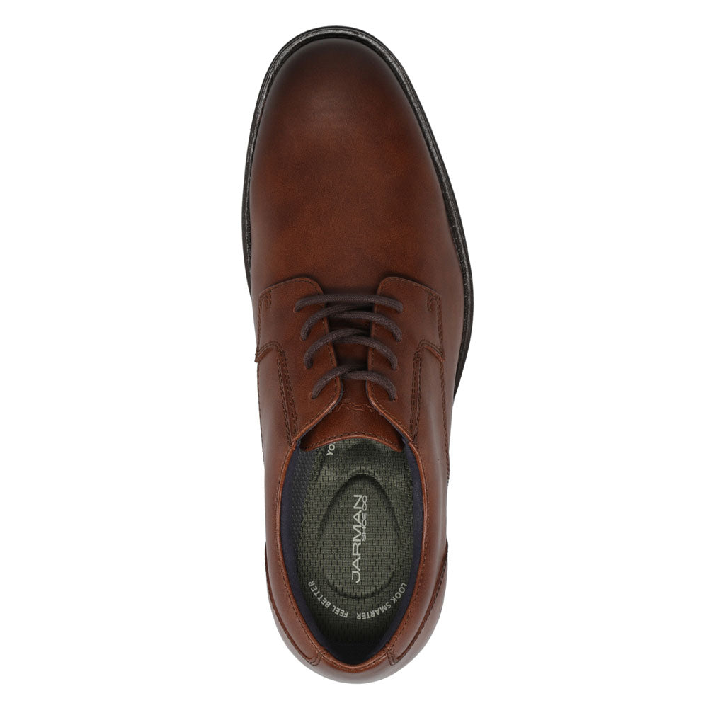 Cognac-JARMAN Mens Bourne Polished Lace-up Oxford Dress Shoe