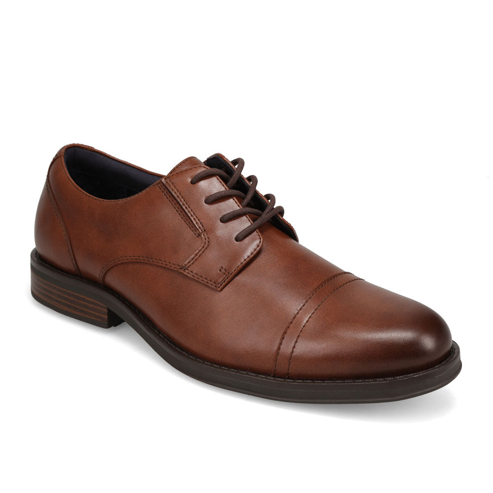 Cognac-JARMAN Mens Barclay Polished Cap Toe Dress Shoe